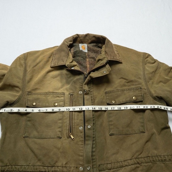 Vintage Carhartt Blanket Lined Duck Canvas Field Coat Jacket USA 90s Olive, XL - Picture 7 of 10